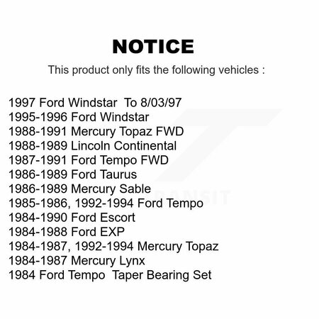 Kugel Rear Outer Wheel Bearing & Race Pair For Ford Tempo Windstar Escort Mercury Taurus Topaz K70-101121